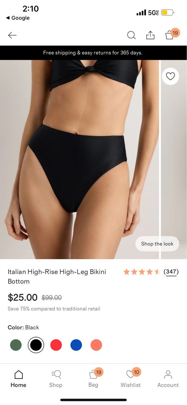 New Quince Italian High-Rise High-Leg Bikini
Bottom In Black Size Medium